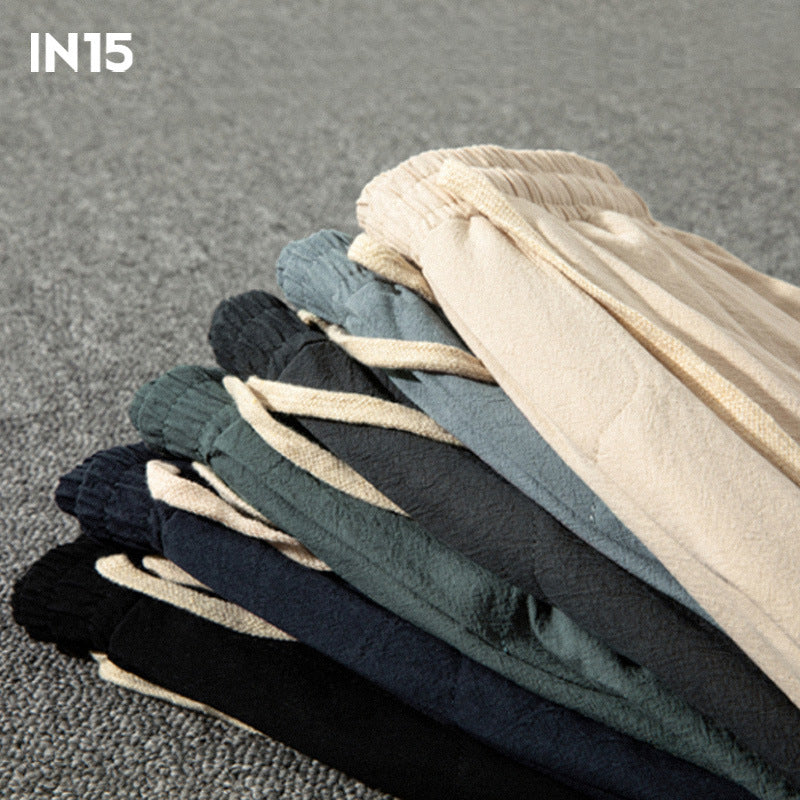 Mens Cotton Linen Cropped Pants