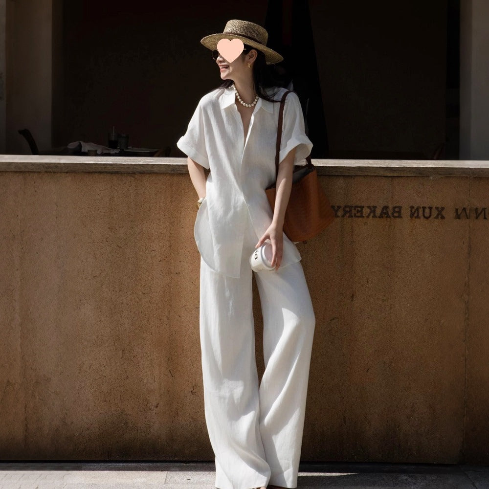 Women's Linen Shirt and Pants Set
