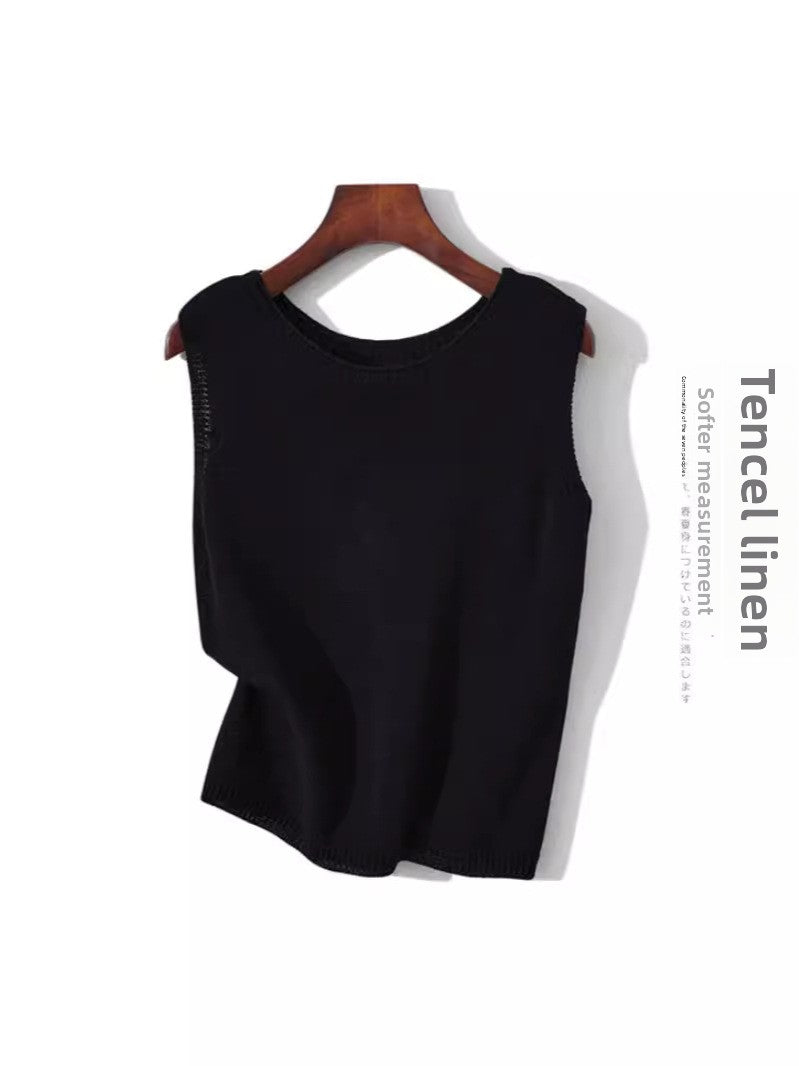 Womens Tencel Linen Sleeveless Camisole Vest