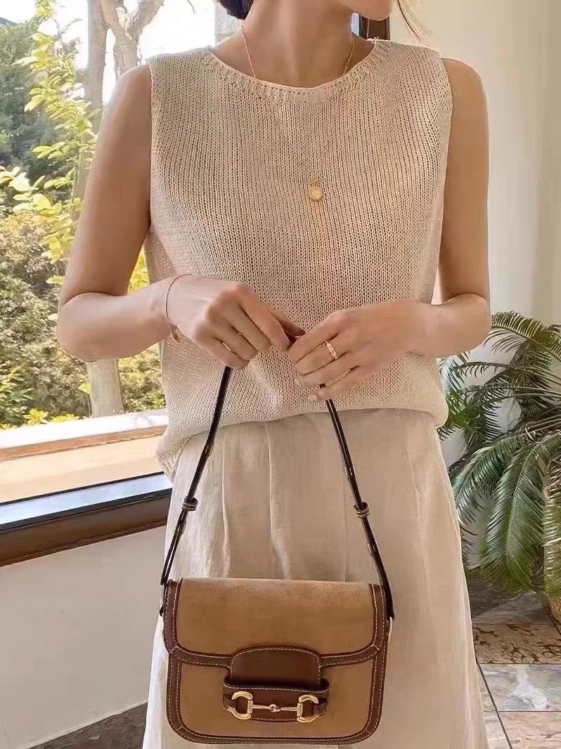 Womens Tencel Linen Sleeveless Camisole Vest