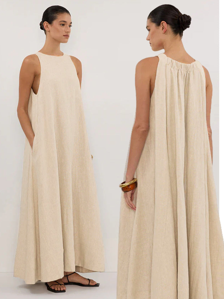 Linen-blend dress