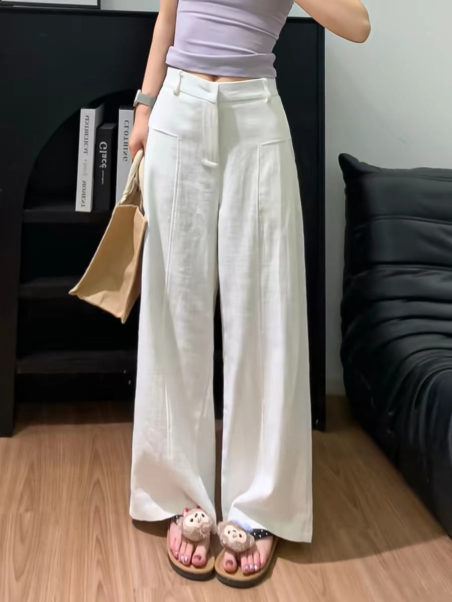 Women's High Waisted Wide Leg Linen Cotton Pants