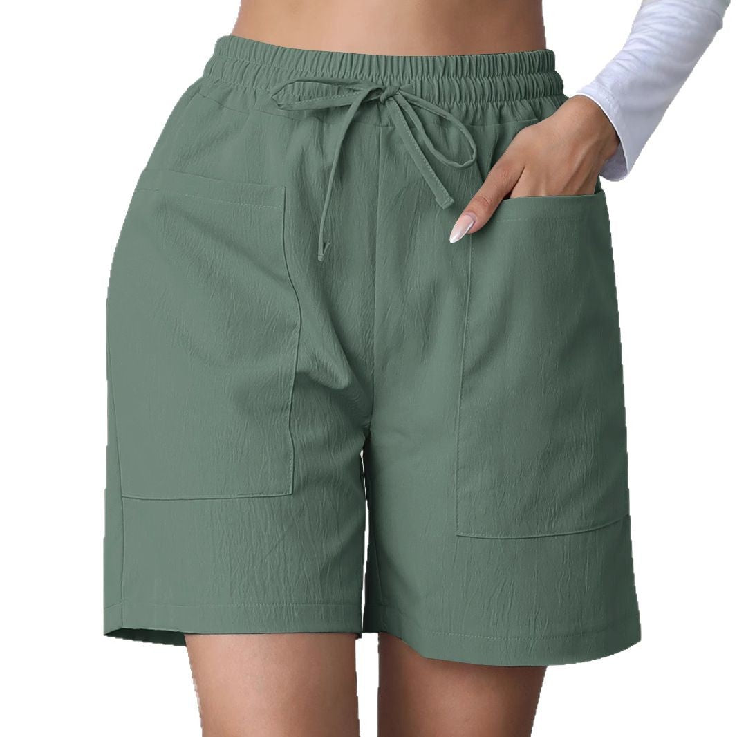 Linen High Waist Wide Leg Shorts for Women