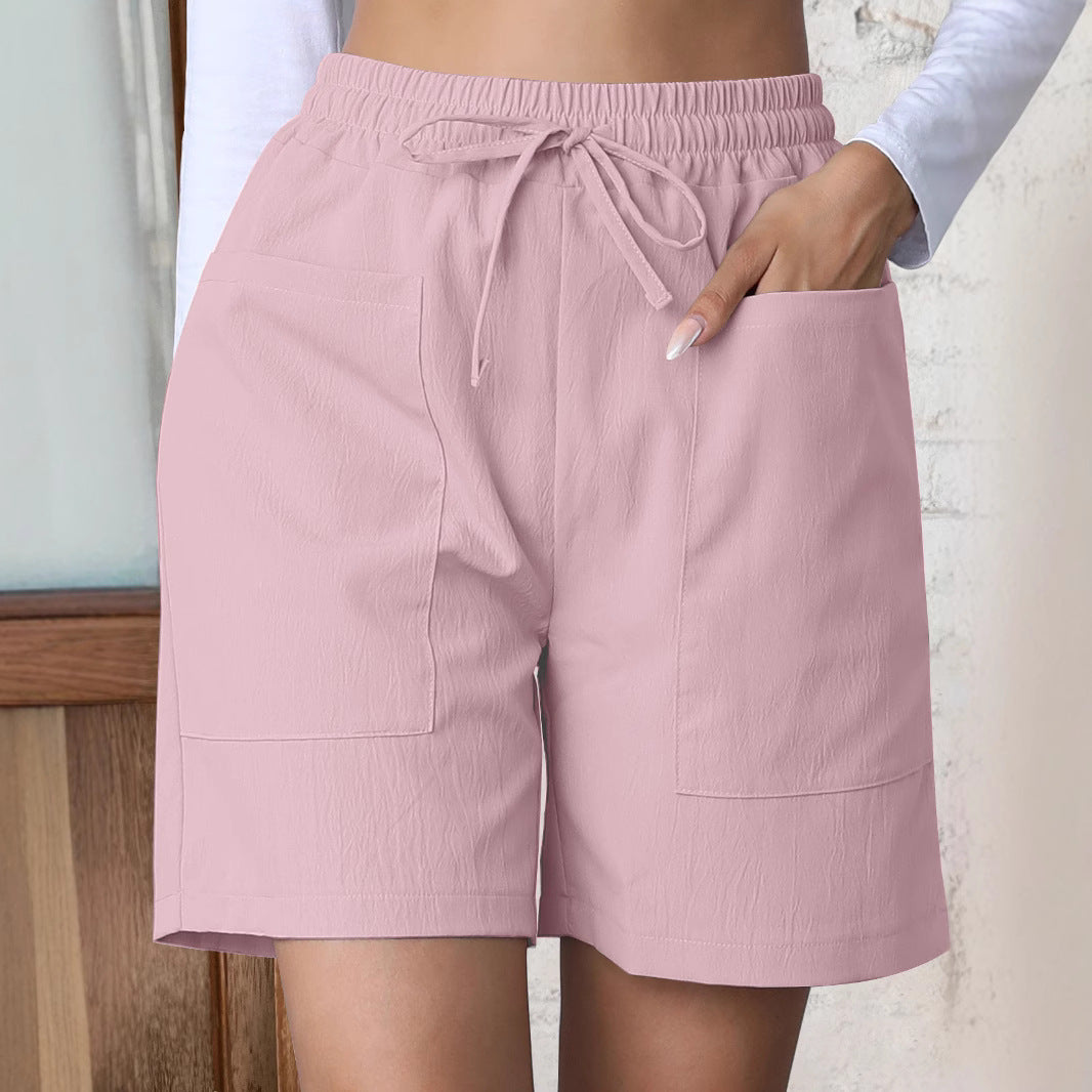 Linen High Waist Wide Leg Shorts for Women