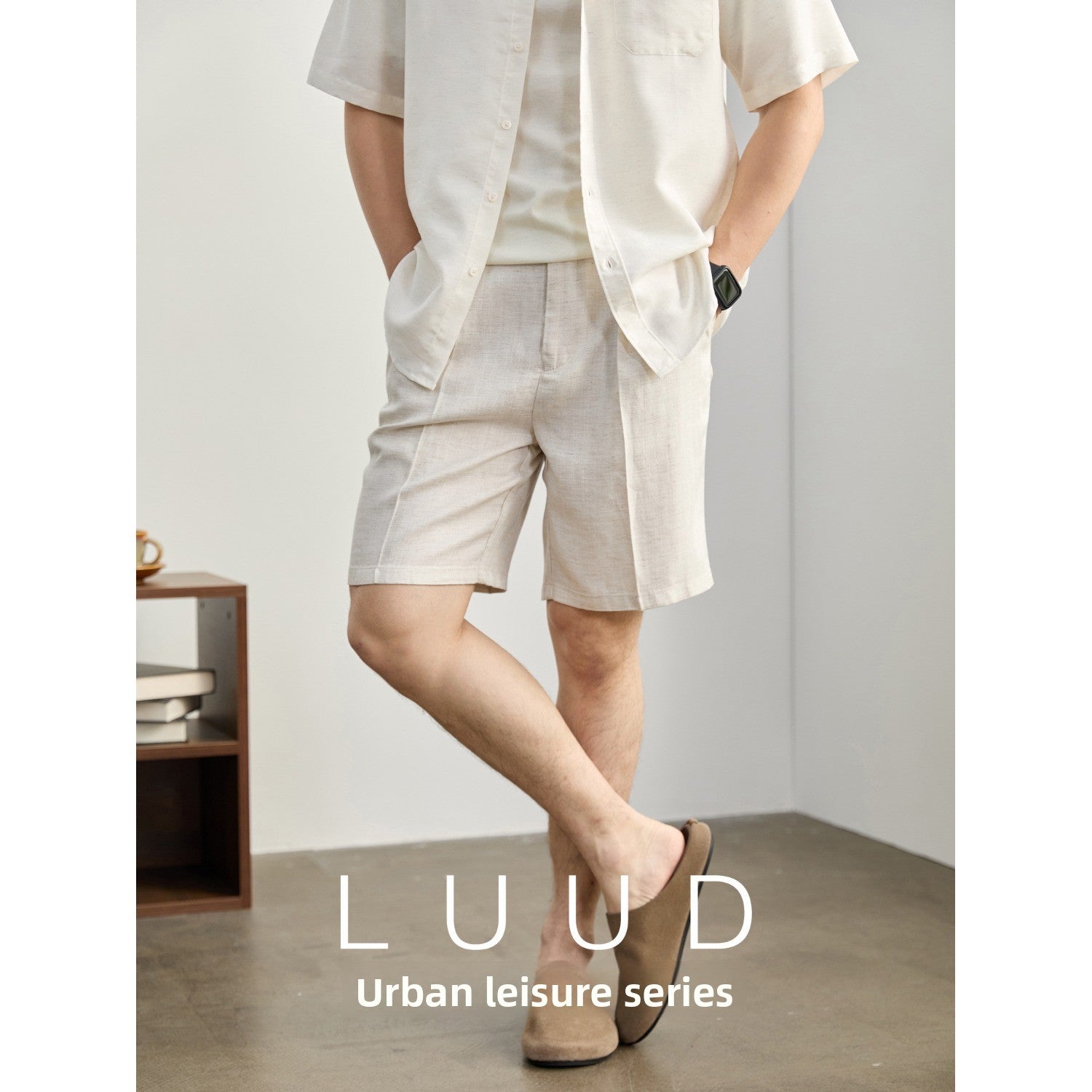 Mens Breathable Linen Casual Shorts