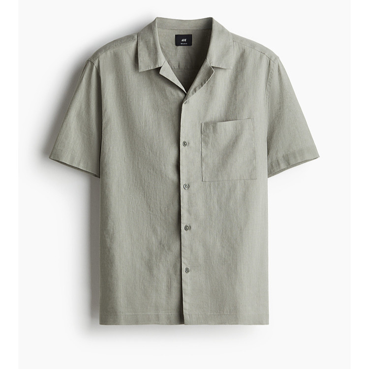 Men's Cuban Collar Linen Blend Shirt