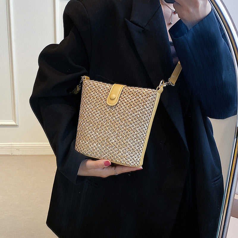 Woven Cotton Linen Bucket Bag