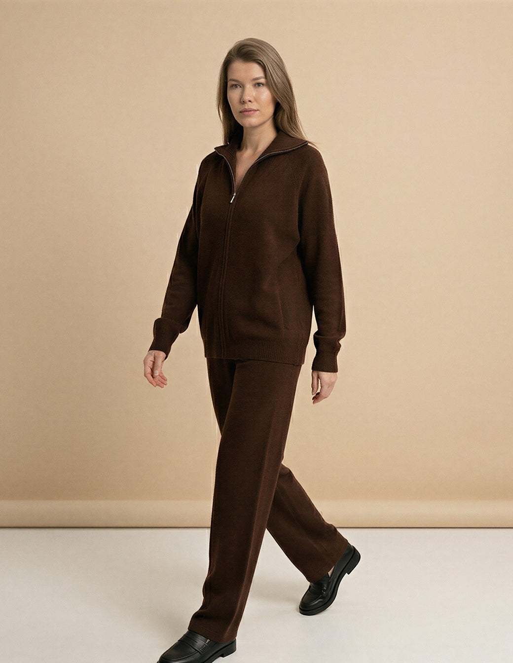 The Knit Zip Cardigan & Wide Leg Set