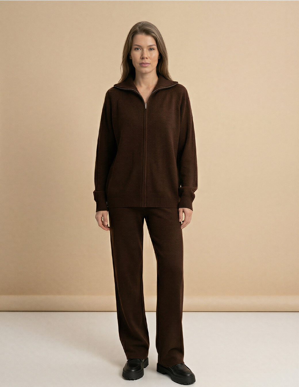 The Knit Zip Cardigan & Wide Leg Set
