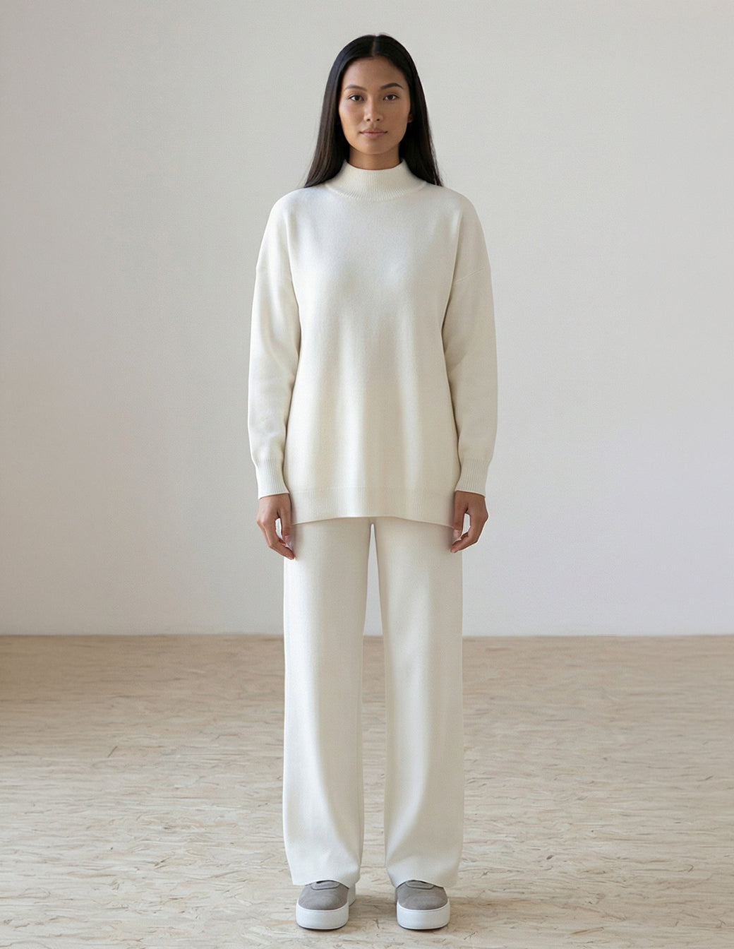 The Half-Turtleneck Knitted Set