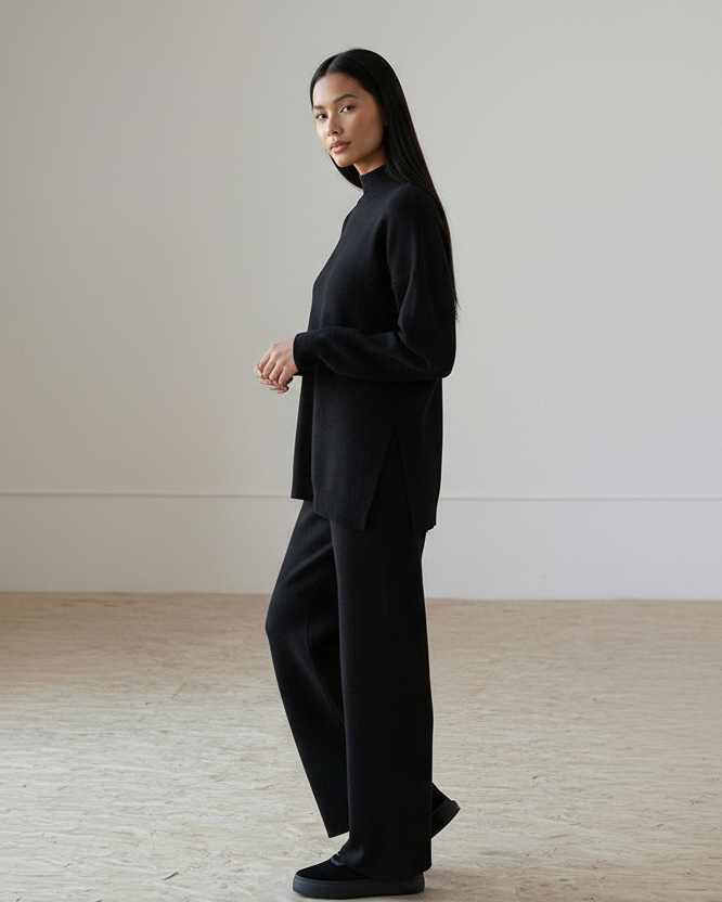 The Half-Turtleneck Knitted Set