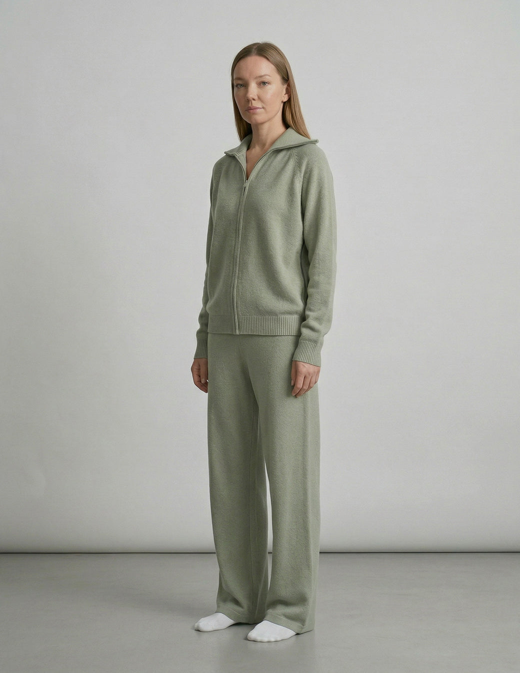 The Knit Zip Cardigan & Wide Leg Set