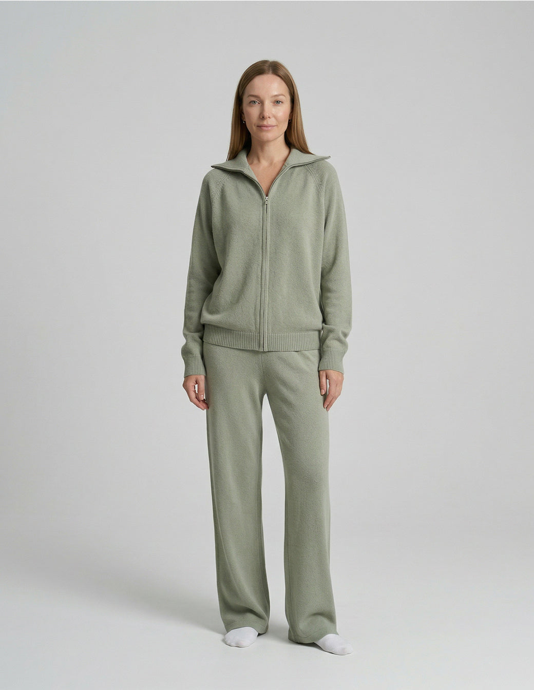 The Knit Zip Cardigan & Wide Leg Set