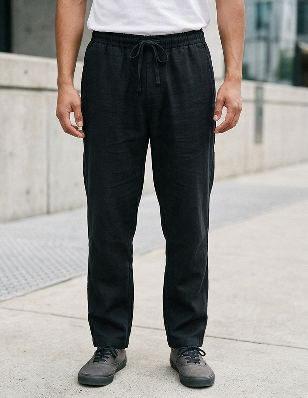 Cotton Linen Baggy Streetwear Trousers