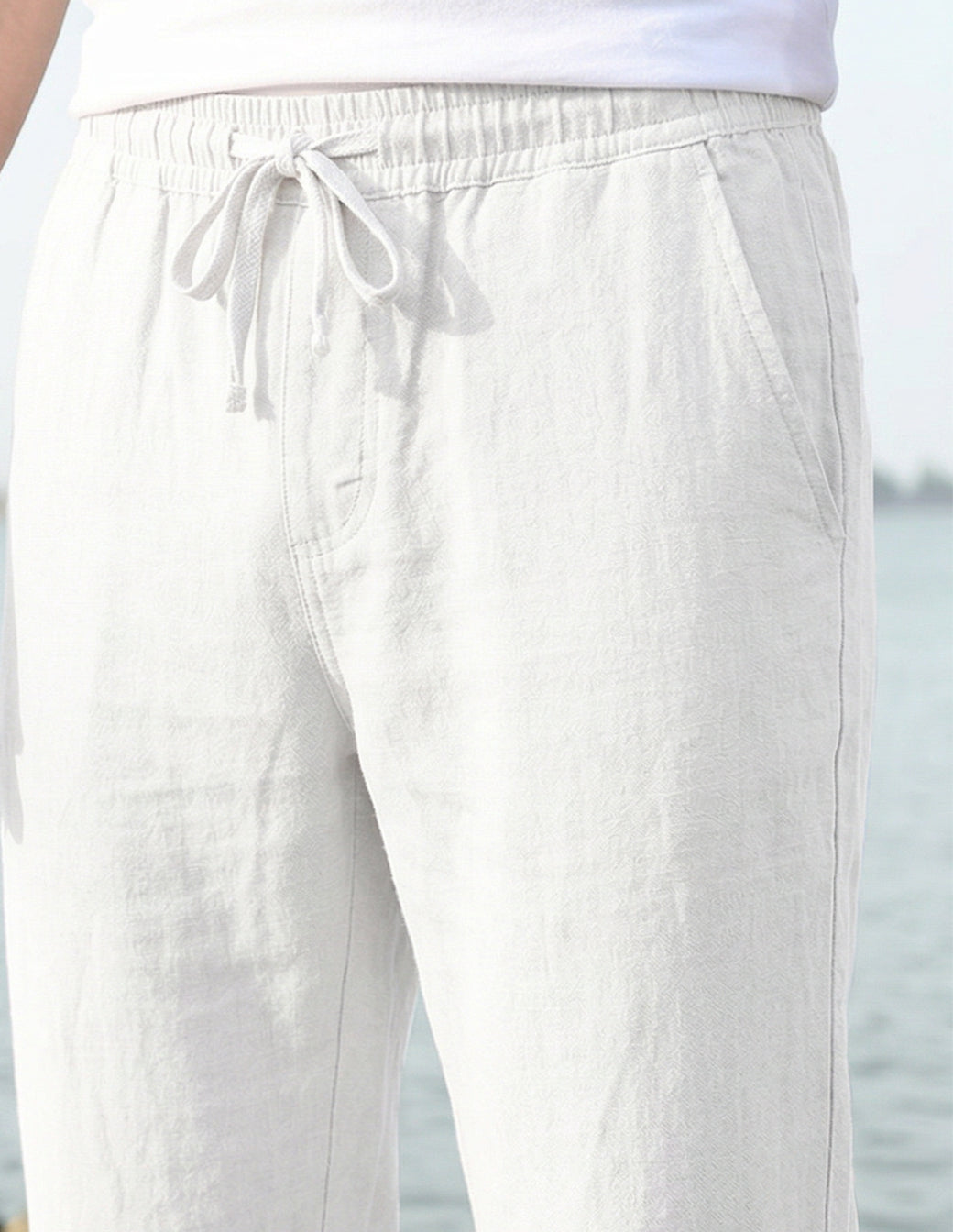 Cotton-Linen Straight Trousers