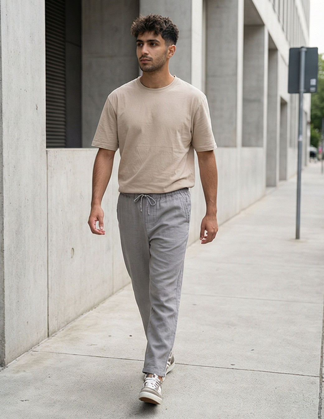 Cotton Linen Baggy Streetwear Trousers