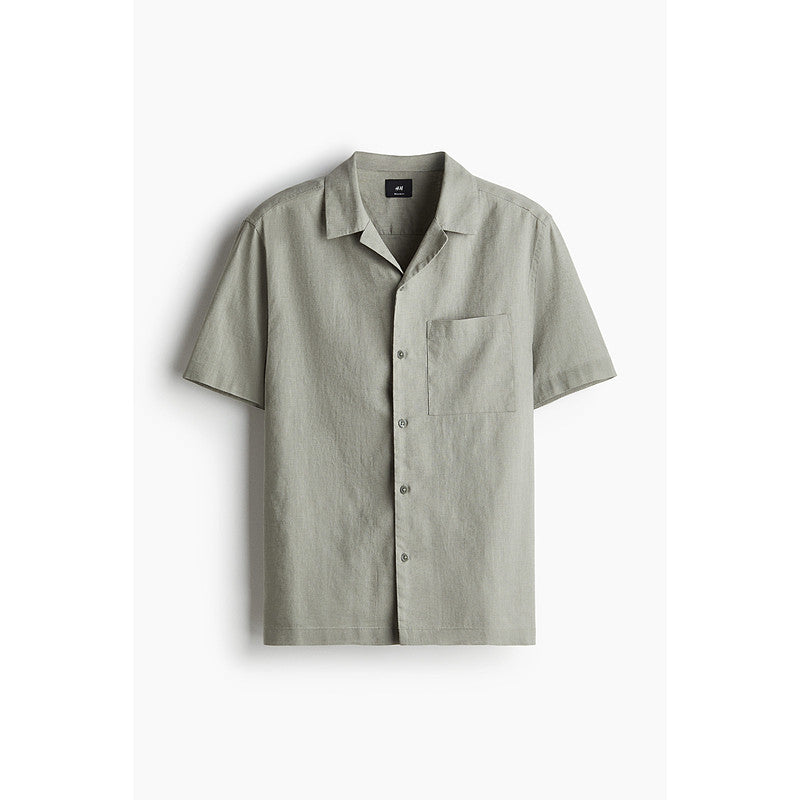 Men's Cuban Collar Linen Blend Shirt