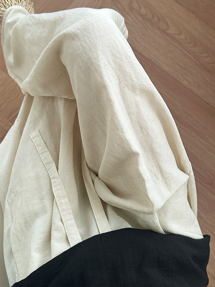 High-Waisted Linen Wide-Leg Pants