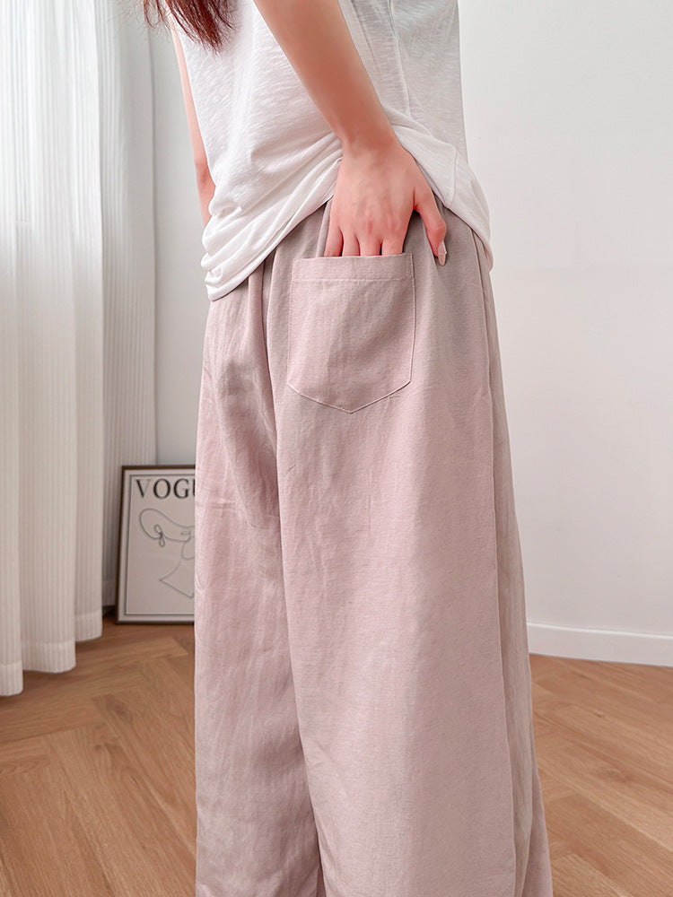 High-Waisted Linen Wide-Leg Pants