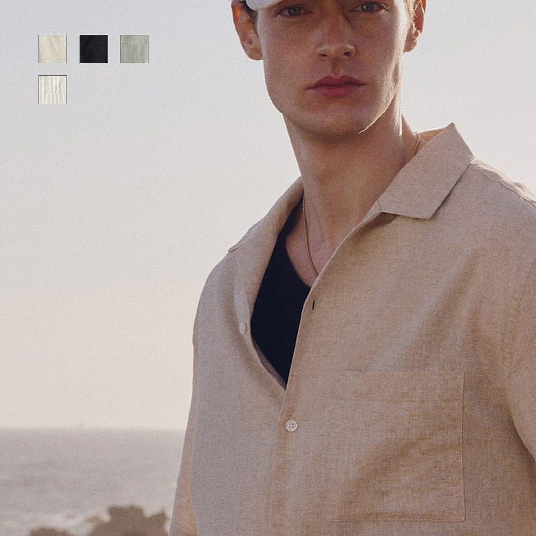 Men's Cuban Collar Linen Blend Shirt