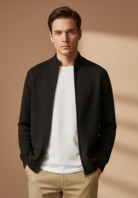 The 100% Merino Wool Zipper Cardigan