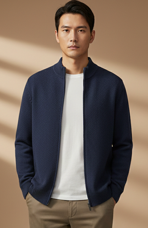 The 100% Merino Wool Zipper Cardigan