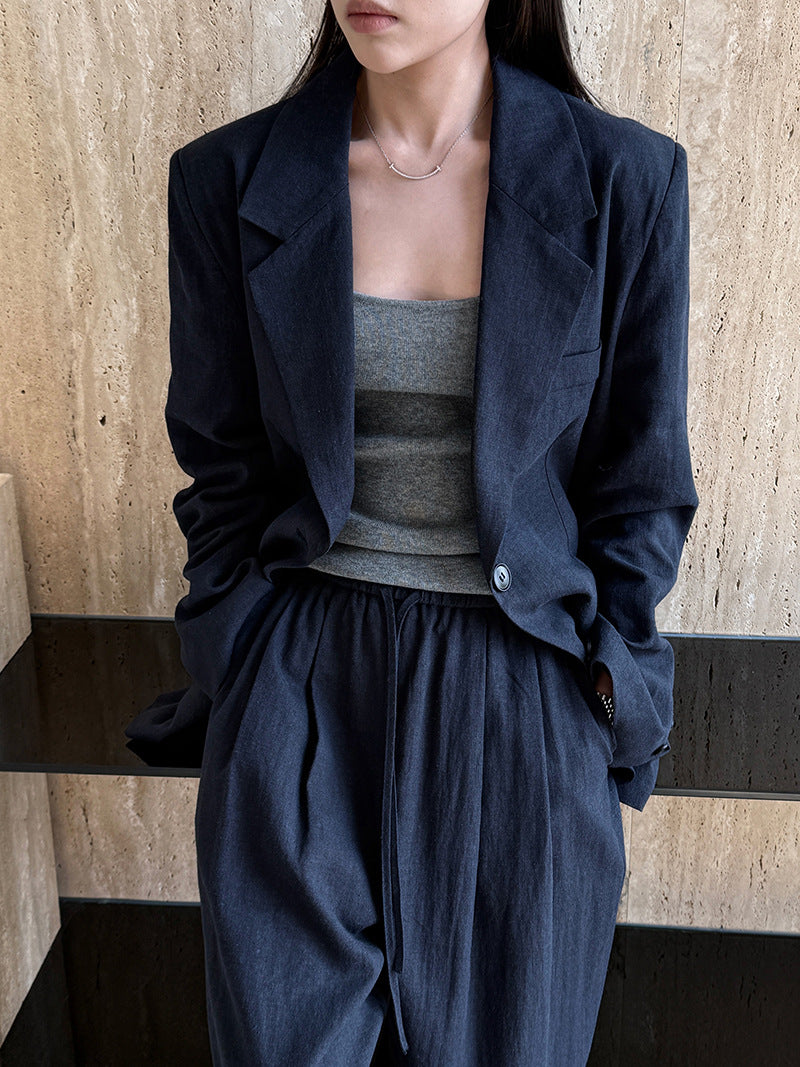 Womens Tencel Linen Blazer