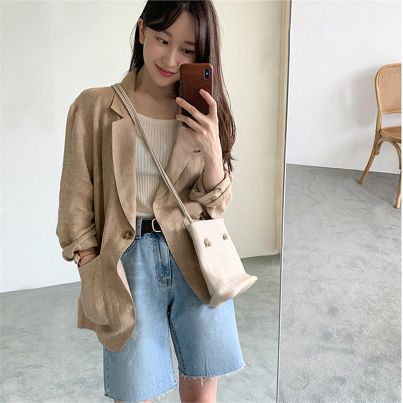 Womens Linen Blend Short Suit