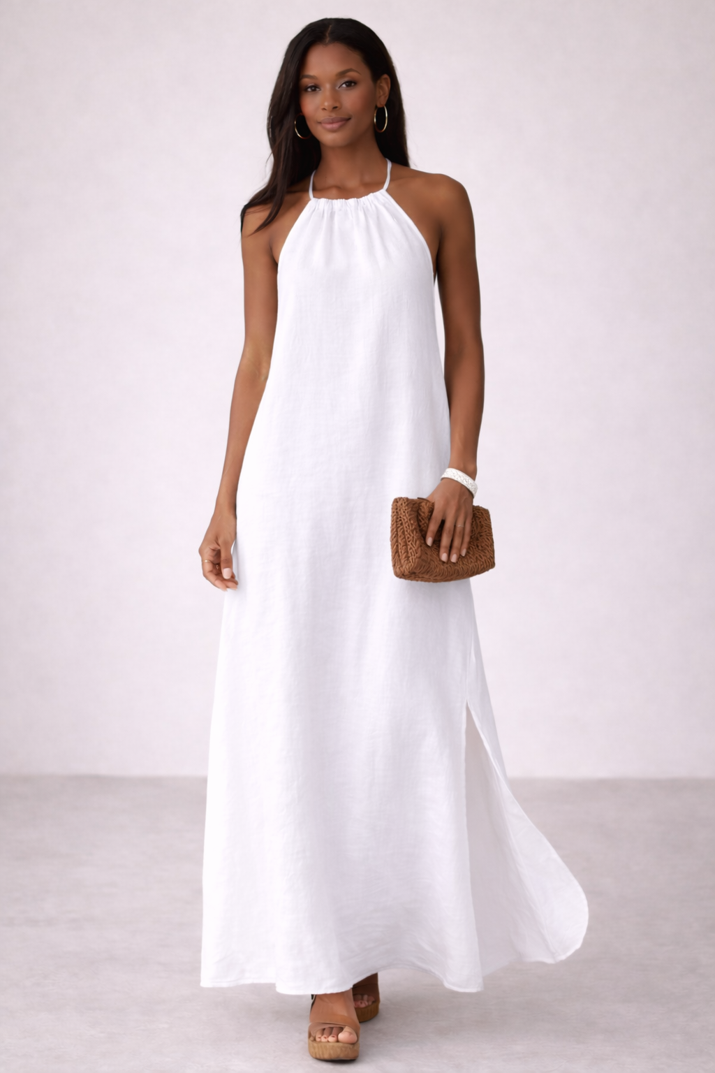 The Cotton-Linen Halter Maxi