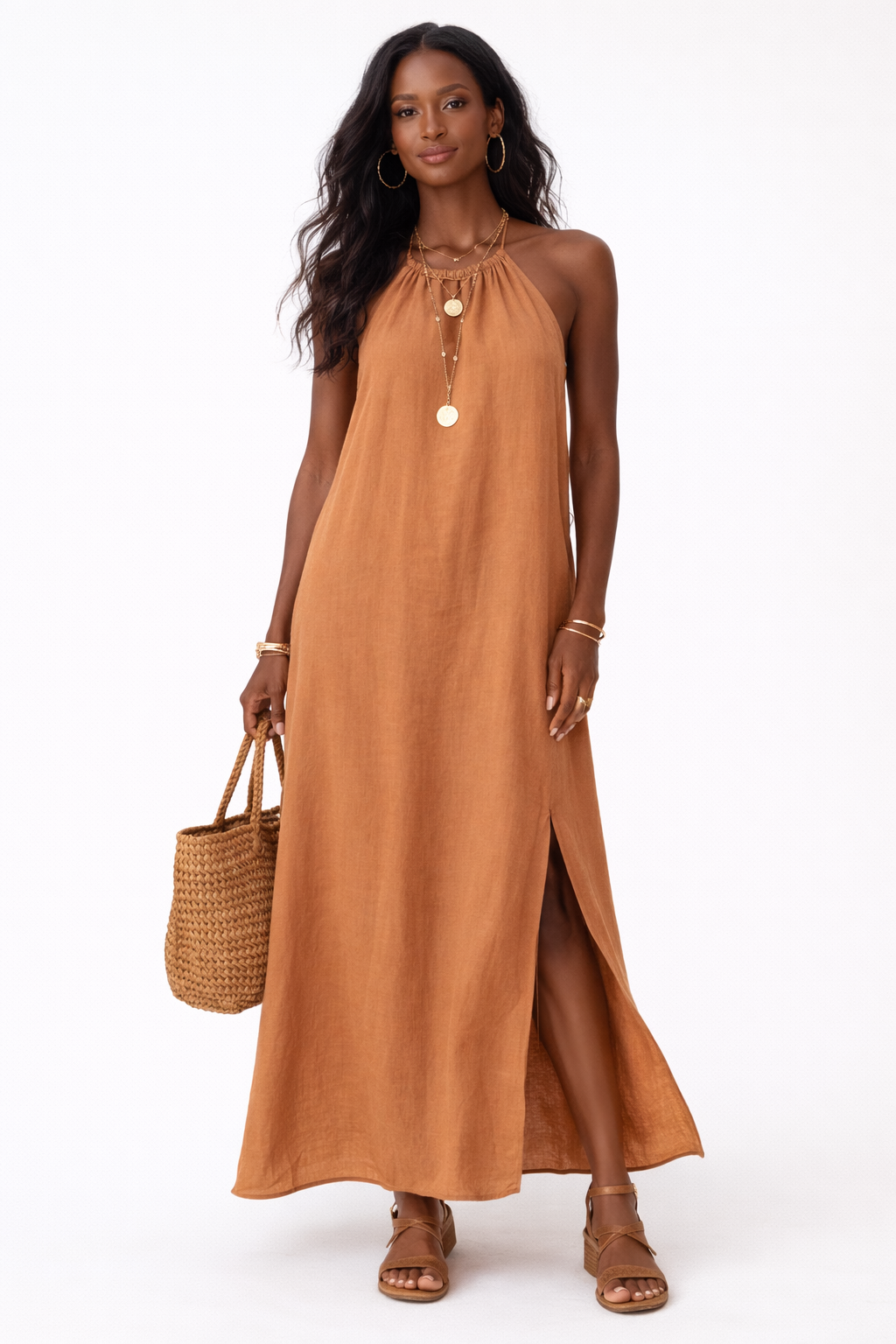 The Cotton-Linen Halter Maxi
