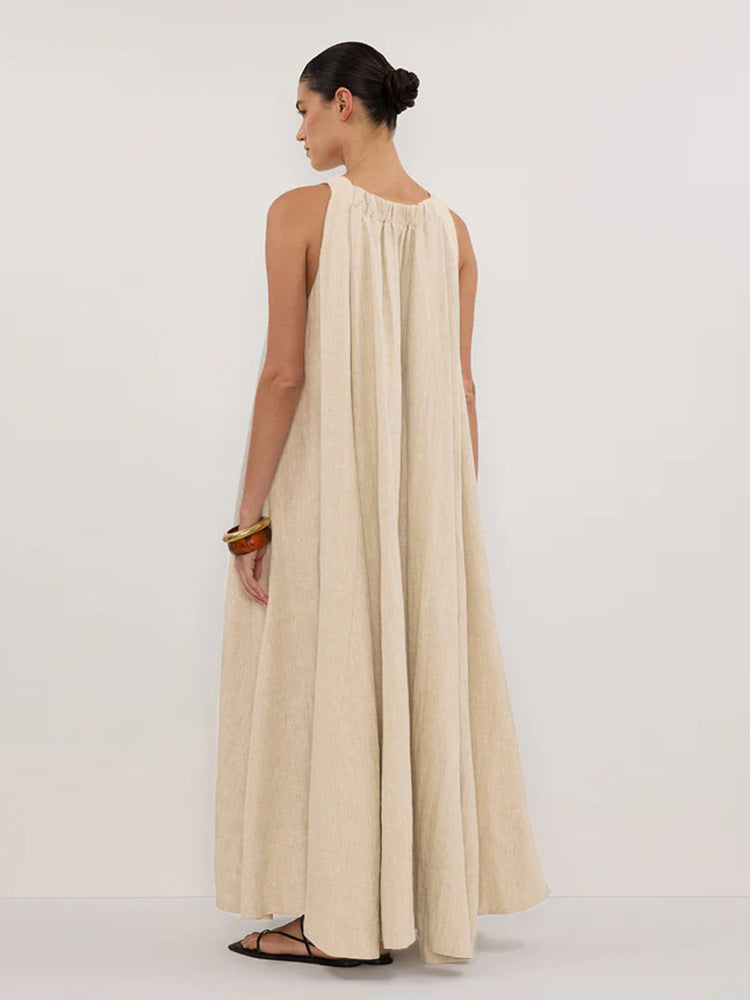 Linen-blend dress
