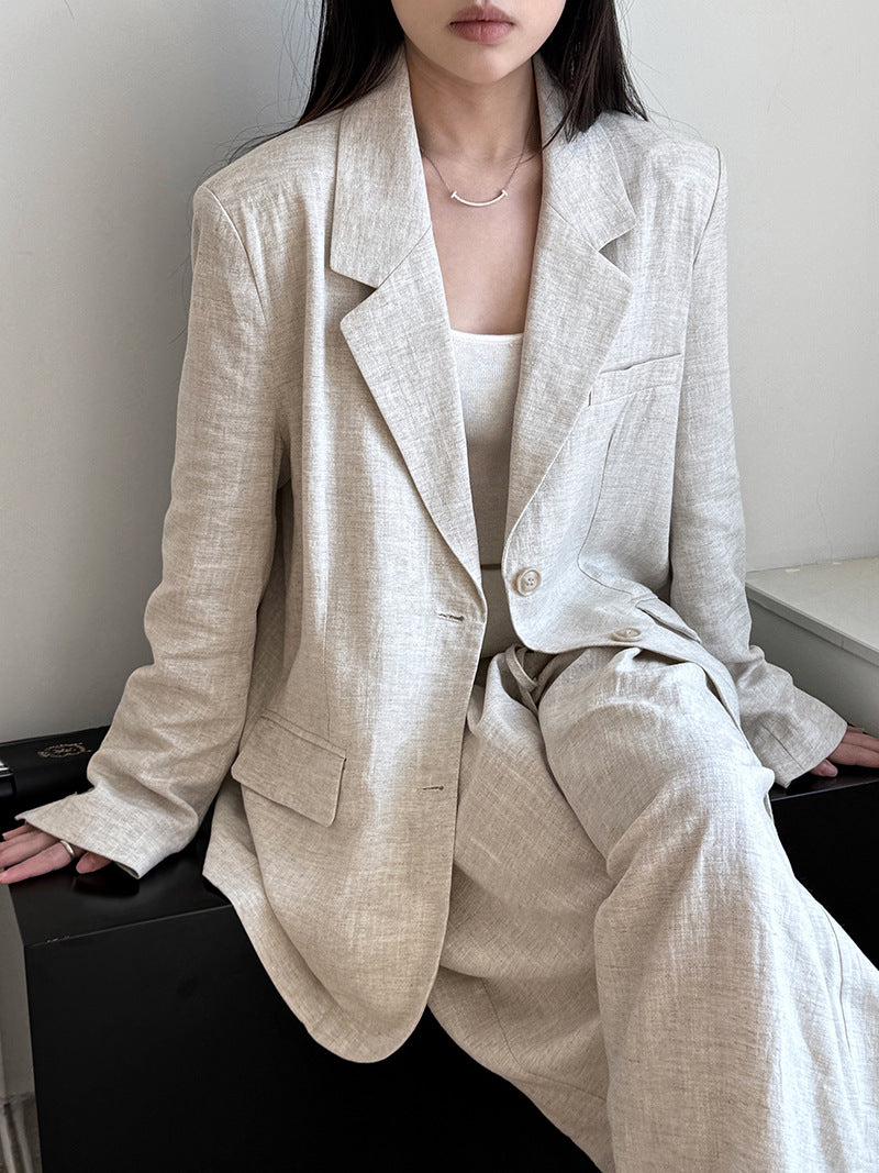 Womens Tencel Linen Blazer