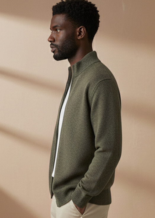 The 100% Merino Wool Zipper Cardigan