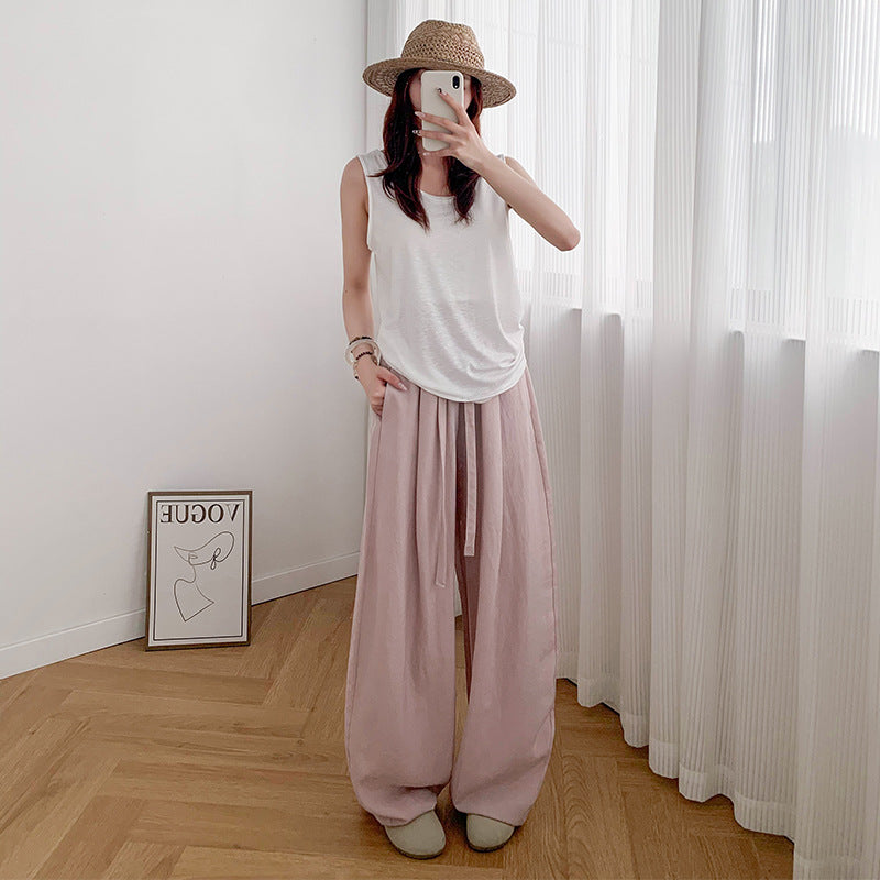 High-Waisted Linen Wide-Leg Pants