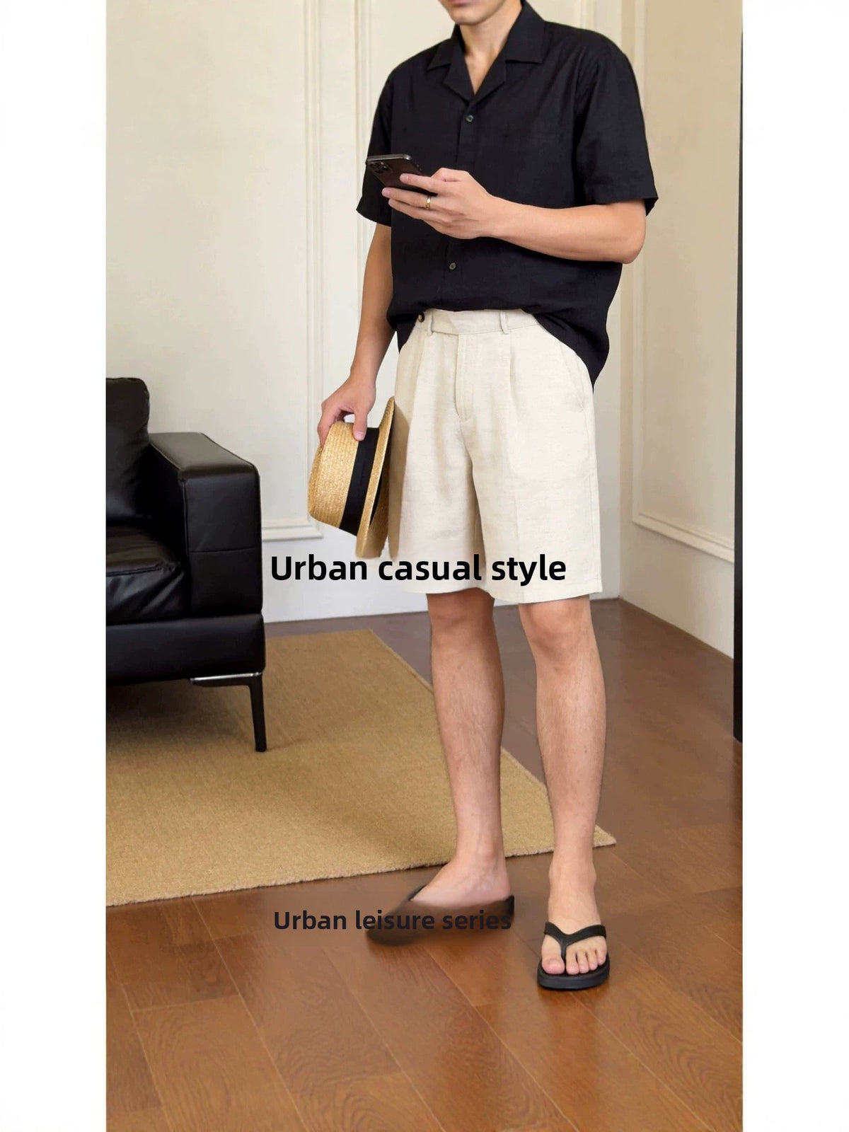Mens Breathable Linen Casual Shorts