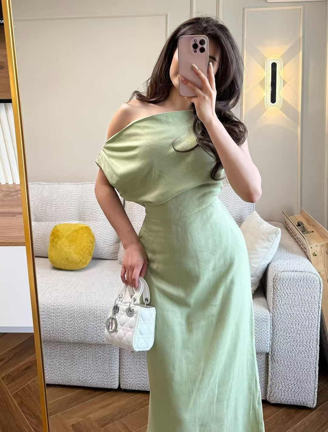 Off-Shoulder Linen Dress