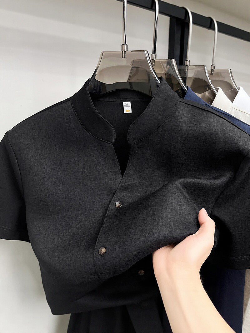 Mens Pure Linen Short Sleeve Shirt