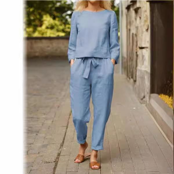 Womens Casual Linen Two-Piece Set