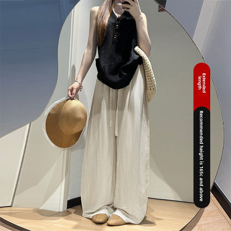High-Waisted Linen Wide-Leg Pants