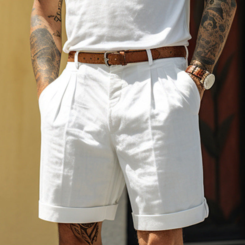 Mens Slim-Fit Linen Casual Shorts