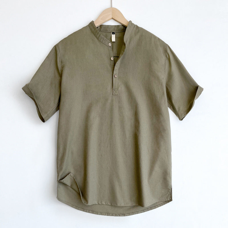 Mens Linen Blend Short Sleeve Polo Shirt