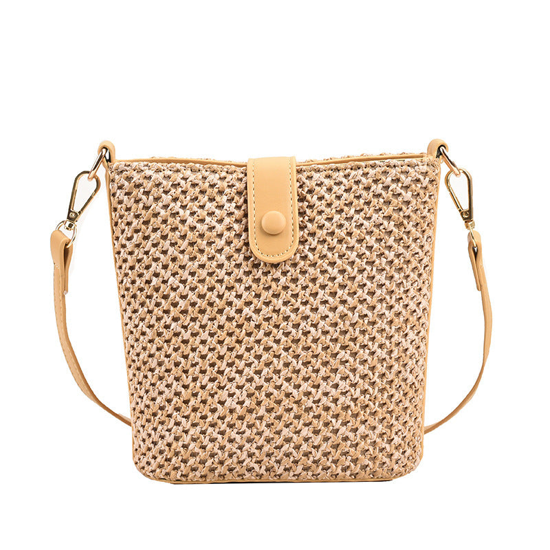 Woven Cotton Linen Bucket Bag
