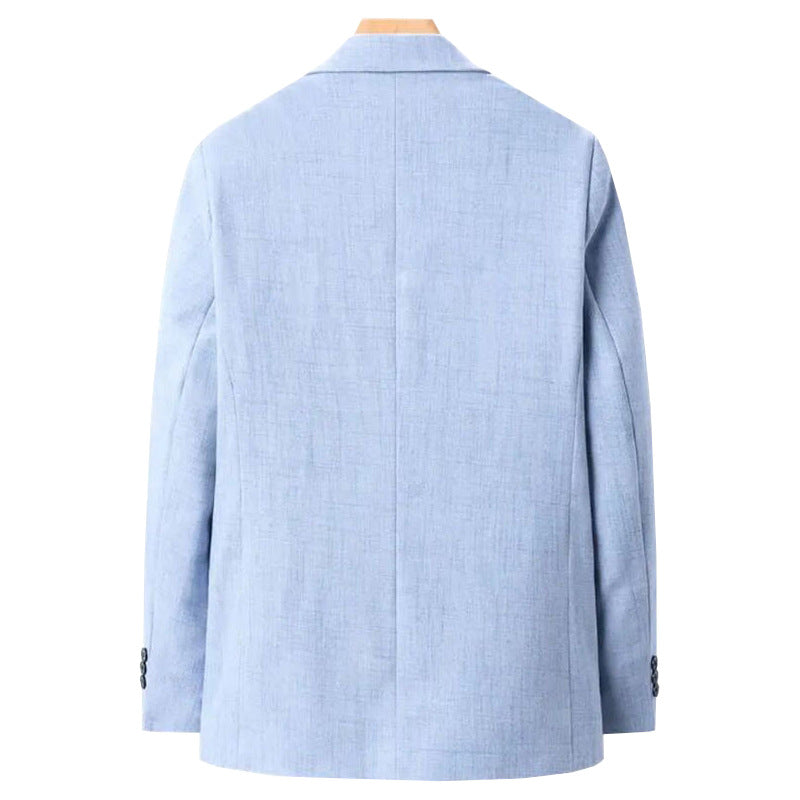 Men Slim Fit Linen Blend Solid Color Casual Suits