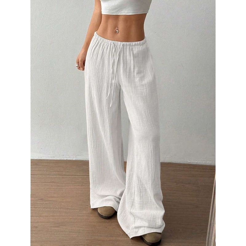 Womens Cotton Linen Wide Leg Pants