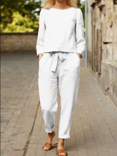 Womens Casual Linen Two-Piece Set