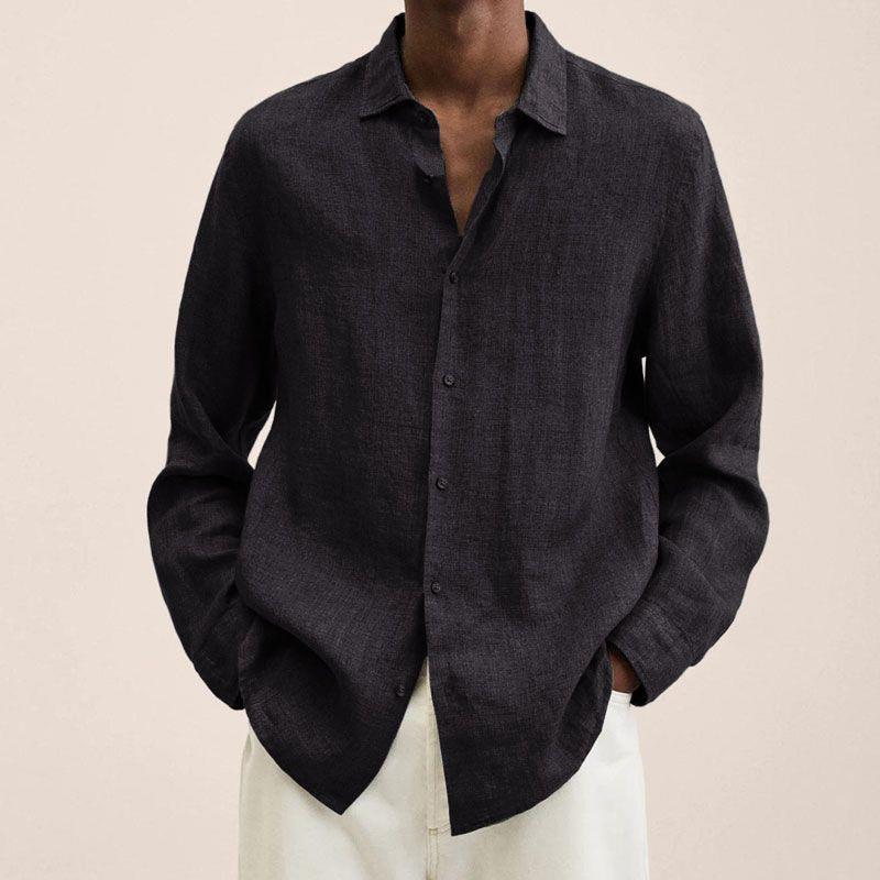 Loose Button Cotton and Linen Cardigan Shirt Men