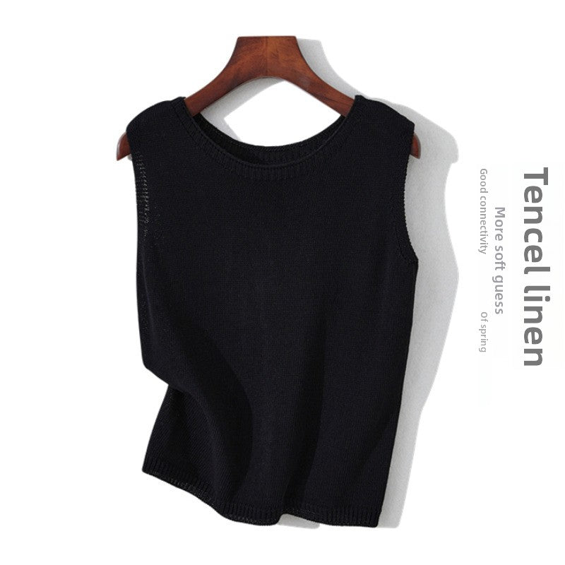 Womens Tencel Linen Sleeveless Camisole Vest