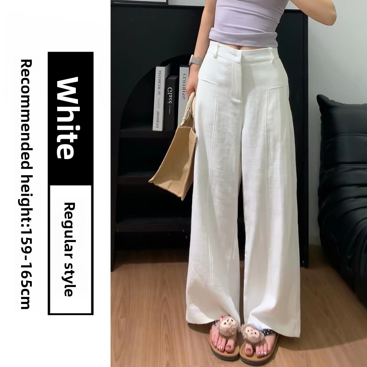 Women's High Waisted Wide Leg Linen Cotton Pants
