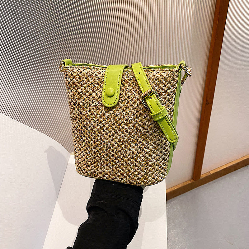 Woven Cotton Linen Bucket Bag