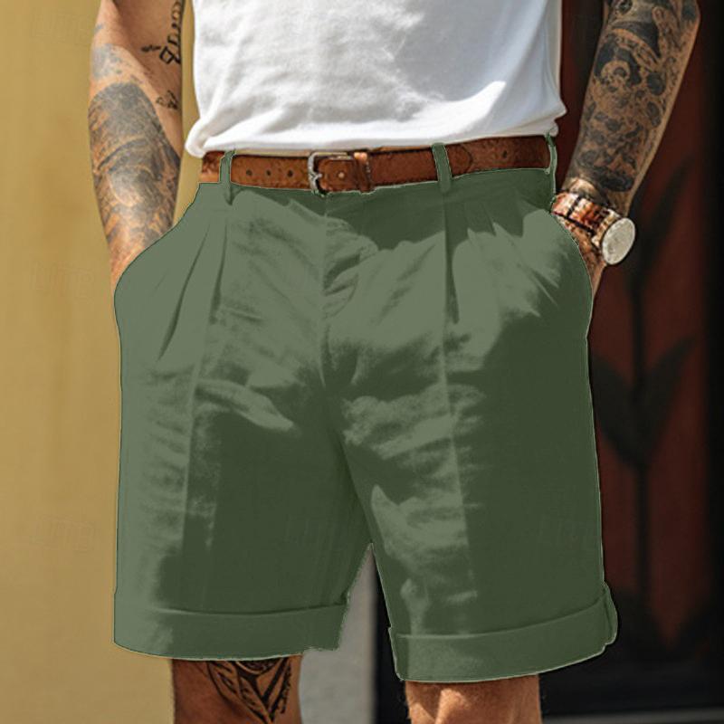Mens Slim-Fit Linen Casual Shorts